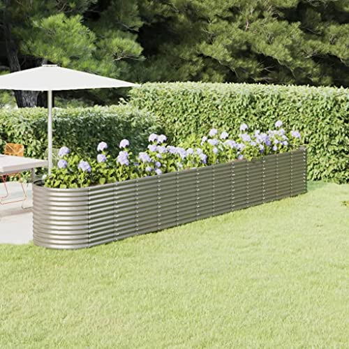 puraday Hochbeete Für Garten 512x80x68 cm Blumenkasten Pflanzkasten Terrasse Pflanzkübel Gemüsebeet Kräuterspirale XXL Hochbeet Metall Hochbeet Stahl Hochbeet Groß XXL Gartenbeet Silber