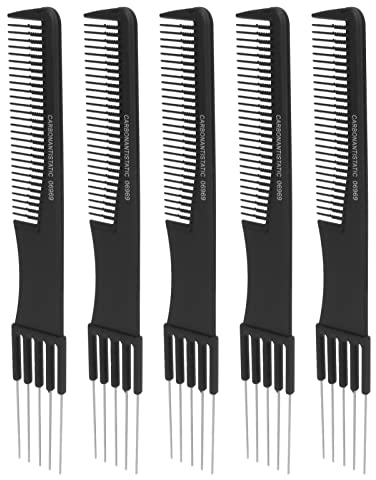 Carbon Lift Toupierkämme, Salon-Rückenkämme für das Friseurhandwerk (10 Stück, schwarz)
