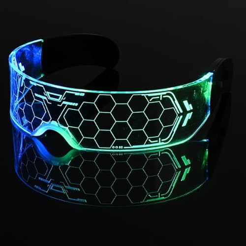 Comius Sharp Gafas con Luz, Cyberpunk Gafas Rave Futuristas, Accesorios Fiesta, 7 Colores 4 Modos Gafas Led Fiesta, Gafas Luminosas para Fiestas, Carnaval, Halloween, Bar, DJ, Cosplay, Festivales