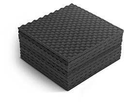 FLYFOAM | Pannello Fonoassorbente Piramidale Adesivo, in Poliuretano Espanso, 6 Pezzi da 50x50x5 cm, D25 con Comportamento al Fuoco HF1-UL94, per Assorbimento e Isolamento Acustico, Made in Italy