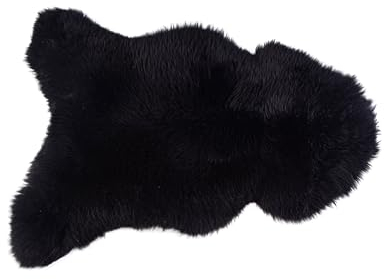 KABAJA Lammfell Echt - Teppich Flauschig - Natürliche Schaffell Schwarz 110-120 cm - Deko Wohnzimmer Fell Decken - Weich Schaffelldecke - Schlafzimmer Lammfelle - Naturfell