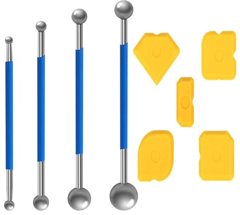 Lot de 4 extracteurs de billes en métal et 5 lisseurs de joints en silicone, kit d'outils de lissage des joints pour salle de bain, carrelage de cuisine