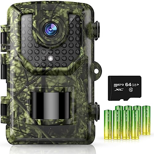 Digitgarden 32MP WildKamera 1296P Full HD Beutekamera Nachtsichtkamera Beobachtungsmonitore Jagdkamera mit 0,2s Auslösezeit,Bewegungsaktiviert, IP66 Wasserdicht und 2,4 LCD mit 64G Speicherkarte
