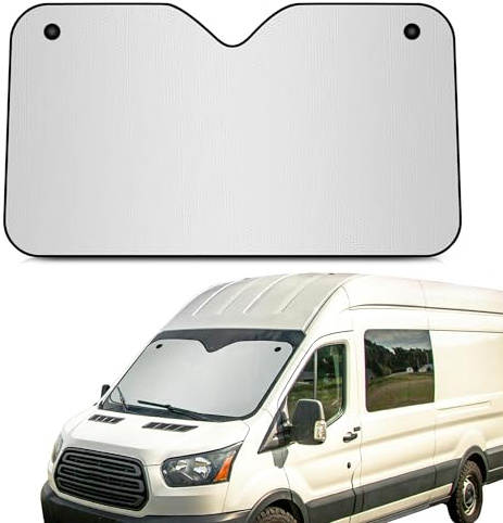 +PWR Car Parts Parasol de Aluminio Delantero Plateado Talla XL 150 x 90 cm con Ventosas. Protege el Interior del Coche de los Rayos del Sol. Instalación Fácil y Rápida.