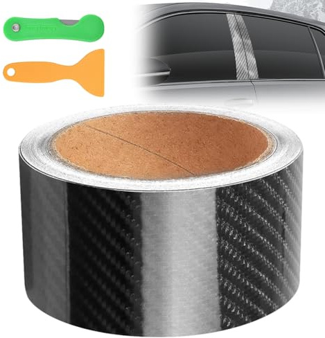 Lámina para coche FARYODI, 5 cm*9 m, lámina protectora autoadhesiva, lámina de protección de pintura, lámina adhesiva decorativa para protección de umbrales de puerta, patrón 6D negro