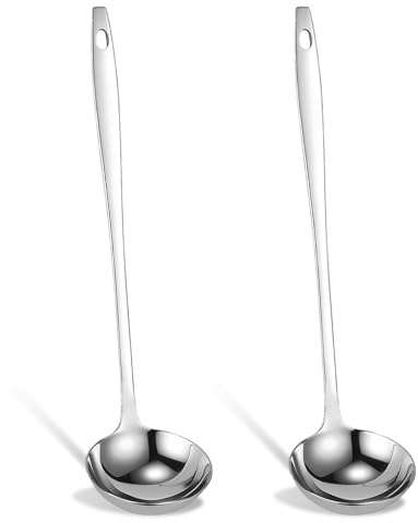 2 Stück 30 cm Suppenkelle Edelstahl, Silber Soßenkelle