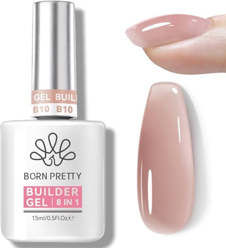 BORN PRETTY Builder UV LED 8 i 1 halvpermanent gel 15 ml | 8 i 1 UV-LED-bygggel för nagelförlängning och förstärkning, långvarig hållbarhet, idealisk gör-det-själv-manikyr