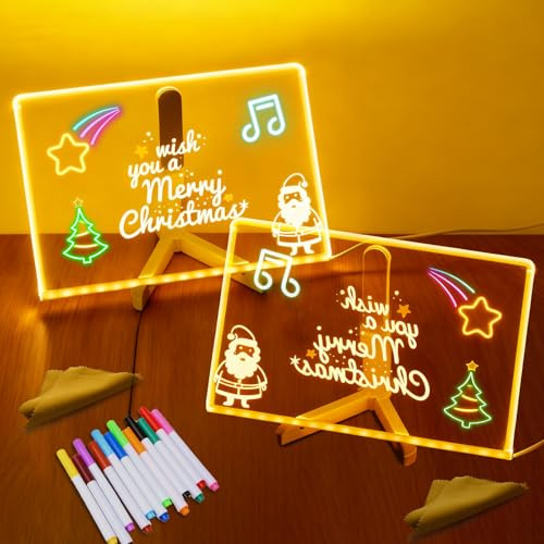 Tavoletta Grafica,2 Pezzi Lavagna Magica 30x20cm,Lavagna Luminosa per Disegnare,Acrylic LED Writing Message Board with Light,Tavola per Note Artistiche per Ufficio,Scuola,Casa,Caffè