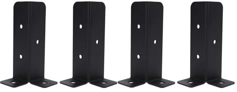 Pwshymi Supports D'ancrage de Poteau Kit de Montage en Métal Robuste pour Support de Terrasse, Support de Base Universel pour Balustrade de Porche de Clôture, 4 Ensembles pour Poteau en Bois,