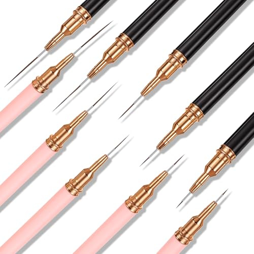 JJUNW Juego de 10 pinceles para delineador de uñas, juego de pinceles de rayas finas, esmalte de gel profesional, diseño artístico para líneas largas, detalles finos, contornos detallados (negro)