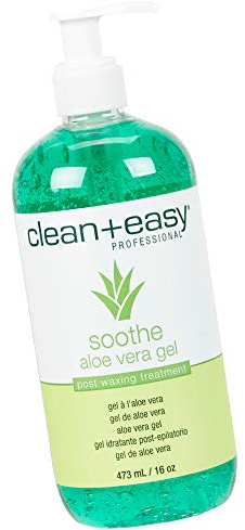 Clean + Easy Post Waxing Treatment, Aloe Vera Gel for After Wax Care, Soothes Irritated Skin, Non-Greasy, Removes Excess Wax Residue, 16 oz