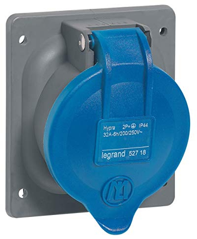 Legrand 052718 Plastique Prise à Entraxes Unifiés Fixe Hypra IP44, 32A, 200V à 250V, 2P+T