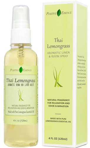 Positive Essence Thai Zitronengras Raumduft und Lufterfrischer, hergestellt aus reinem ätherischen Zitronengras Öl, 100% natürliches Duftspray, entspannender Raumspray, Schlafspray (120 mL)