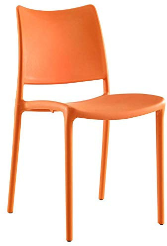 Modway Hipster Contemporary Modern Molded Plastic Stacking Two Dining Chairs in Orange