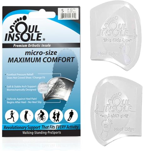 Soul Insole Shoe Bubble Orthotic Insole – Memory Gel Insoles for Plantar Fasciitis, Pronation, Heel Pain, Arch Supports, Midfoot Support (Transparent (Thicker Support), Small)