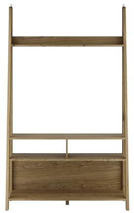 LPD Home Tiva Ladder Entertainment TV Unit – Oak | 3-Tier Leaning Media & Storage Shelves | Stylish Corner or Wall TV Stand | Modern Home Display & Organisation