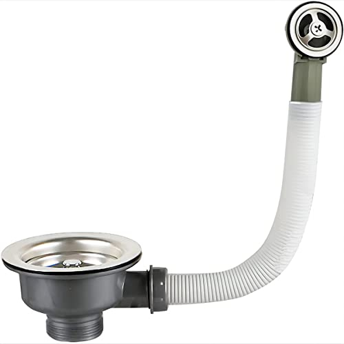 Residuos cesta colador y tubo de desagüe, Valvula Fregadero 110 1 1/2'' Cesta Honda, Acero inoxidable + ABS