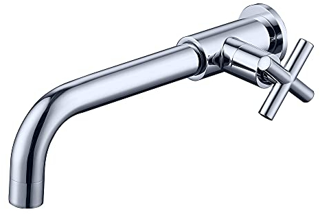 HomeLava Wasserhahn Bad Kaltwasser Wandmontage Einhand Wandarmatur In Wand Armatur Spülarmatureinzelner Kaltwasserhahn Kaltwasserventil Waschtischarmatur für Badezimmer Messing mit Kreuzgriff, Chrom