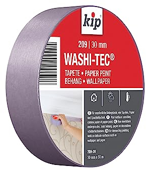 Kip Ruban de masquage à faible adhérence 30 mm x 50 m pour peinture et décoration, papier peint, papier, surfaces sensibles, surfaces délicates, arts et travaux manuels