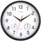Moonport Wall Clock With Temperature, Silent Small Black Clock with Hygrometer, Room Thermometer Clocks for Living Room/Kitchen/Bathroom/Nursery/Bedrooms