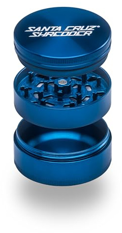 Santa Cruz Shredder Macinino in metallo per erbe aromatiche con parte superiore zigrinata per una presa più forte, 3 pezzi, grande, 6,9 cm, colore: blu