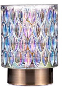 Pauleen 48241 Clear Glamour Mobil bordslampa Glas Bordslampa Timerfunktion 6 tim batteri Glaslampa utan sladd Dikroisk/mässing