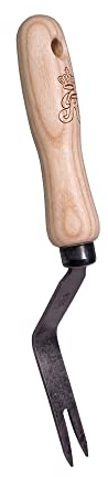 Unkrautgabel - Effektiv und Langlebig - 2 Zinken, geschmiedeter Karbonstahl mit ergonomischem Holzgriff. Der optimale Handjäter von SHW-FIRE