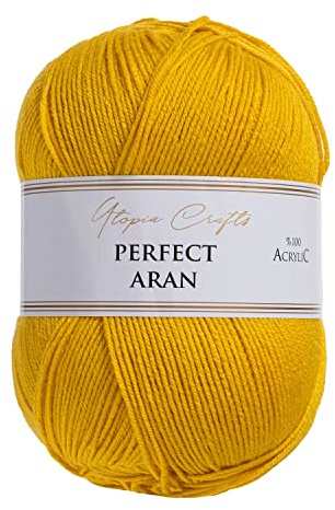Utopia Crafts Aran Knitting and Crochet Yarn, 400g (Corn Yellow)