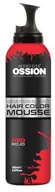 Morfose OSSION Haarmouse 150ml – Semipermanente Haarfarbe – Pflegender Farbschaum für kreative Looks (Rot)