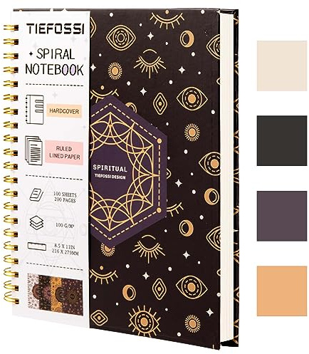 TIEFOSSI Spiral anteckningsbok journal, stor högskola linjerad/linjerad spiral anteckningsbok 216 x 297 mm, trådbunden kontorsjournal, A4 brev anteckningsbok för arbetsstudie, 100 gsm tjockt papper,