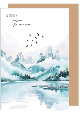 Edition Seidel Premium Trauerkarte mit Umschlag. Beileidskarte Trauer Karte In stiller Trauer Aufrichtige Anteilnahme Abschied letzter Gruß Mitgefühl Vögel Berge See (T1181 SW024)