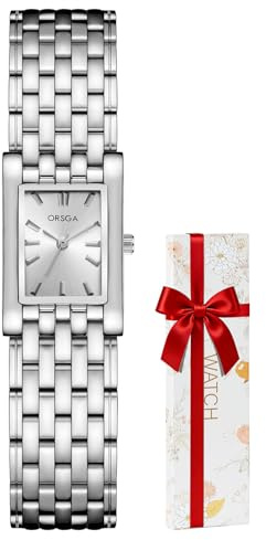 CIVO Montre Femme Argent Acier: Étanche Élégant Petite Montres - Rectangulaire Analogique Montre Cadeau pour Dames Fille