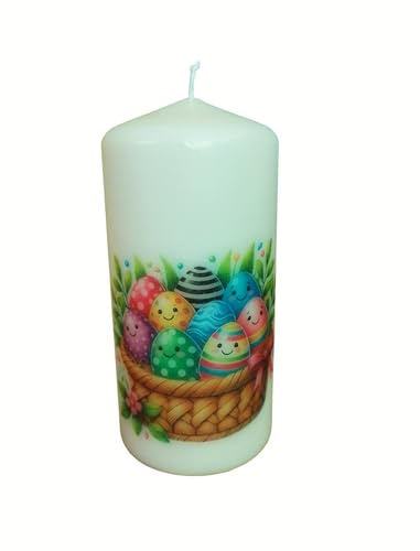 Easter Egg in Basket Decorative Pillar Candle Festive Spring Home Decor Unscented Wax Candle Lovers