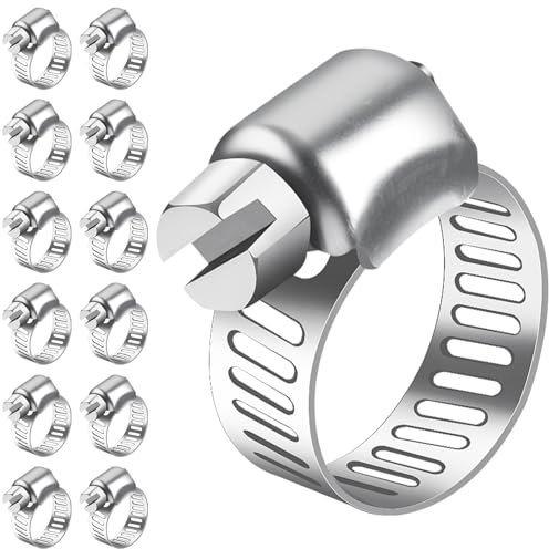 Bolatus Abrazaderas de manguera de 6-12 mm, 12 unidades, acero inoxidable 304, abrazaderas de tornillo ajustables, surtido para manguera de piscina, manguera de gasolina, manguera de jardín
