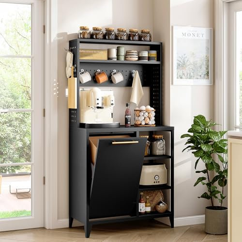 Sightlife Poubelle de cuisine avec prises - Étagère universelle en métal - Avec système de tri sélectif - 60 x 80 x 40 cm - Noir