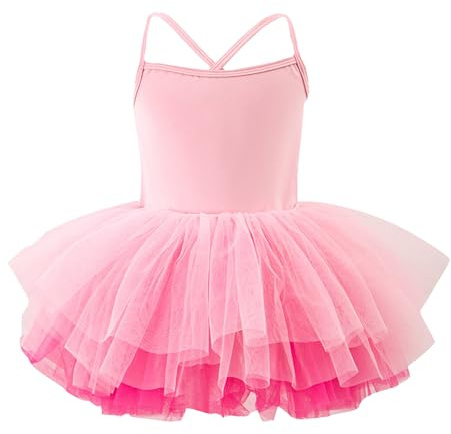Generisch Princesse enfant fille robe de ballet tutu performance tenue sans bretelles couleur unie maillot de danse pour tout-petits printemps été bikini avec fille, Rose, 4-5 ans