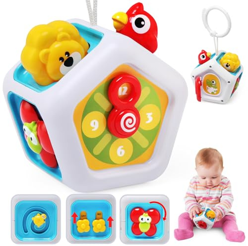 LEADSTAR Juguetes para Bebés 6 en 1 Busy Cube para Niños y Niñas de 1 Año, Juguetes Sensoriales Montessori Educativos Regalo para 12 18 Meses 2 Años, Juguetes de Viaje para Niños de 1 a 3 Años
