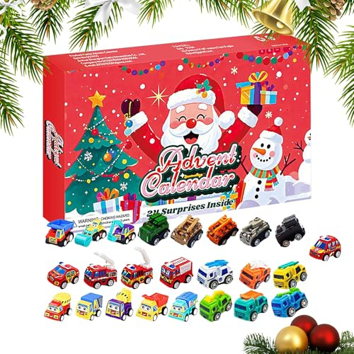 Calendario 'Avvento - Giocattoli Calendario 'Avvento Con Veicoli Da Costruzione Per Bambini Piccoli,Auto Giocattoli per Bambini Casa Scuola Viaggio Hobby Festività Dicembre