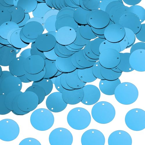 sourcing map 800 Pcs Flat Round Sequins 10mm/0.4 Inch Loose Paillettes Craft Sewing Sequins with Single Side Hole for DIY Embroidery Clothing Jewelry Making, Lake Blue