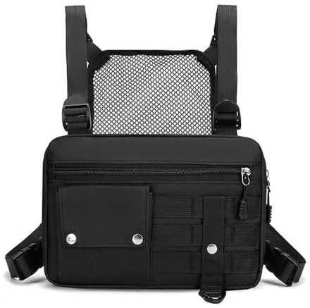 Sac de Poitrine Multifonction Molle, Sacoche de Poitrine Résistant à l'usure, Poche Respirant avec Multi-Poches pour Gilet de Sport, Idéal pour Le Cyclisme, la Randonnée, la Pêche et Les Voyages