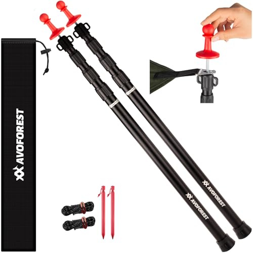 AVOFOREST Zeltstange Teleskopstange für Zelte,Teleskopierbare Aluminium-Zeltstange,Höhe 81–235 cm,Sonnensegel Stange Sturmsicher und Wetterfest,Zeltstangen für Tarp (2, Black)