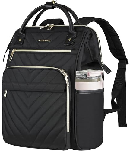 VANKEAN 15,6 tums laptopryggsäck för kvinnor män svart | Dator arbetsväska, stor kapacitet, vattentät, universitet dagryggsäck skolväska affärsresor
