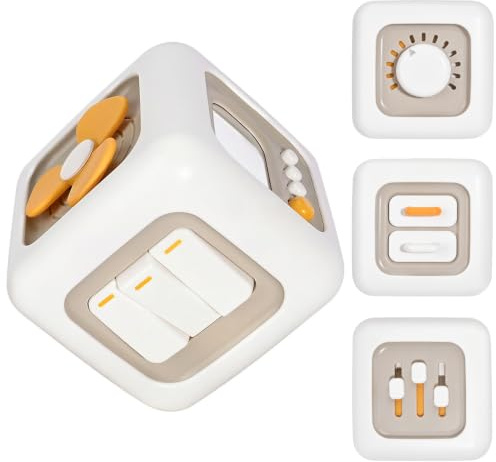 Bebamour Baby Sensory Activity Cube Toy 9×9×9cm, 6-Sided Interactive Learning Cube with Textures & Sensory Features, Montessori Inspired Baby Toy for Fine Motor Skills, Infant Gift 6+ Months