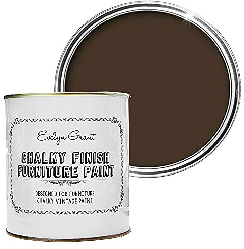 Evelyn Grant Chalk Furniture Paint | 500ml in 30+ Colours | Ultra-Premium Protection for Furniture & Cupboard | Interior & Exterior Wood Paint | Vintage Chalky Matt Finish (Dark Brown)