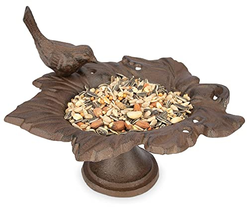 WILDLIFE FRIEND I Vogelfutterspender stehend - Bodenfutterstelle für Vögel mit Standfuß (20x17x15cm) I Futterschale frostsicher für Garten & Balkon, Futterstation für Wildvögel aus Gusseisen