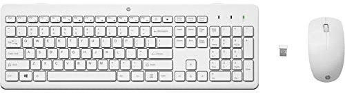 HP 230 Combinación de Teclado y Ratón Inalámbricos (1600 PPP, Batería hasta 16 Meses de Duración, Puerto USB-A, Indicadores LED, Windows 7, 8, 10 y mac OS 10.1 superior) Teclado QWERTY Español, Blanco