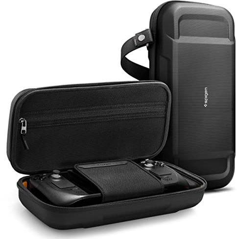 Spigen Rugged Armor Pro Tasche Hülle Kompatibel mit Steam Deck LCD (2022), Steam Deck OLED (2023) - Schwarz