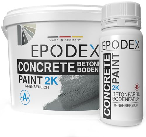 EPODEX 2K Betonfarbe, Bodenfarbe, 2K Epoxidharz Bodenbeschichtung, Garagenbodenbeschichtung, Keller, Garage, Werkstatt, wasserfest, Innen, 1,8kg - 4,5m² für 2 Anstriche - Signalgelb