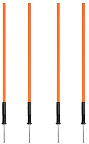 SPORTIKEL24 Slalomset 100 cm – set om 4 orange med okrossbar lutningsfot av plast – flexibelt Parcours-system för smidighet, koordinationsträning och fotbollsträning