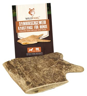 Wildfang® Bastón masticable de cuernos de barbecho para perros, barra de caída de la UE, cuidado dental, aperitivo para perros, cornamenta de ciervo en barbecho, juguete masticable de larga duración